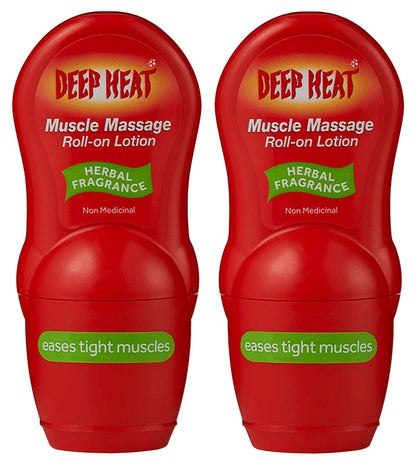Deep Heat Muscle Massage Roll-On Lotion 50ml – Pack of 2 | Warm Relief for Tense Muscles