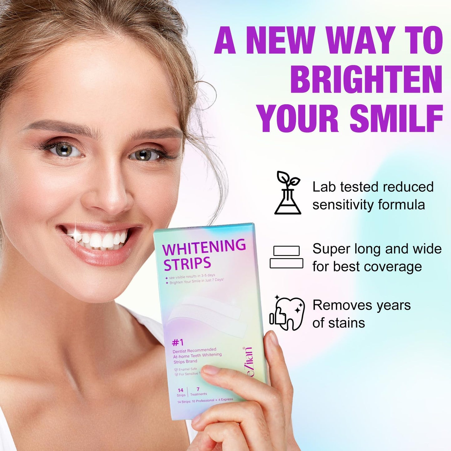 Teeth Whitening Strips - 7-Day Kit, Sensitive Teeth Safe, Enamel Safe (14pcs)