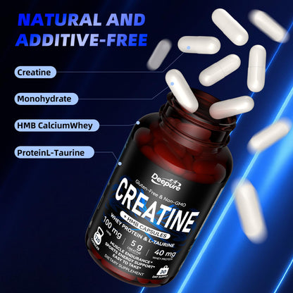 Deepure Micronized Creatine Monohydrate Capsules 5G (5000mg) - Strength & Muscle Growth | 120 Counts
