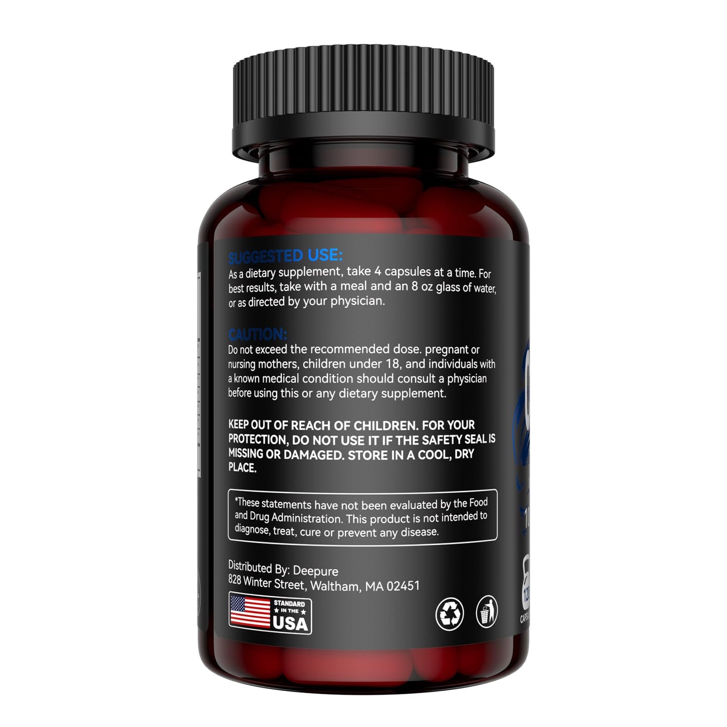 Deepure Micronized Creatine Monohydrate Capsules 5G (5000mg) - Strength & Muscle Growth | 120 Counts