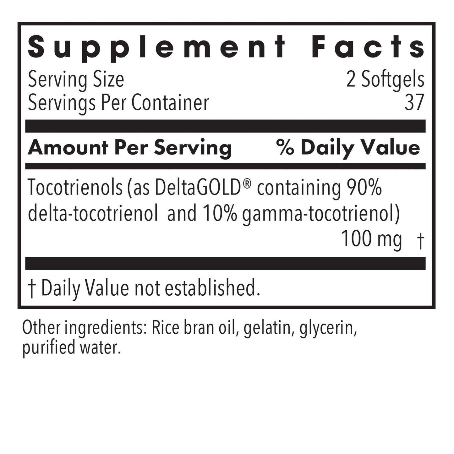 Allergy Research Group Delta-Fraction Tocotrienols Softgels - 75 Count (50 mg Vitamin E, Tocopherol-Free)