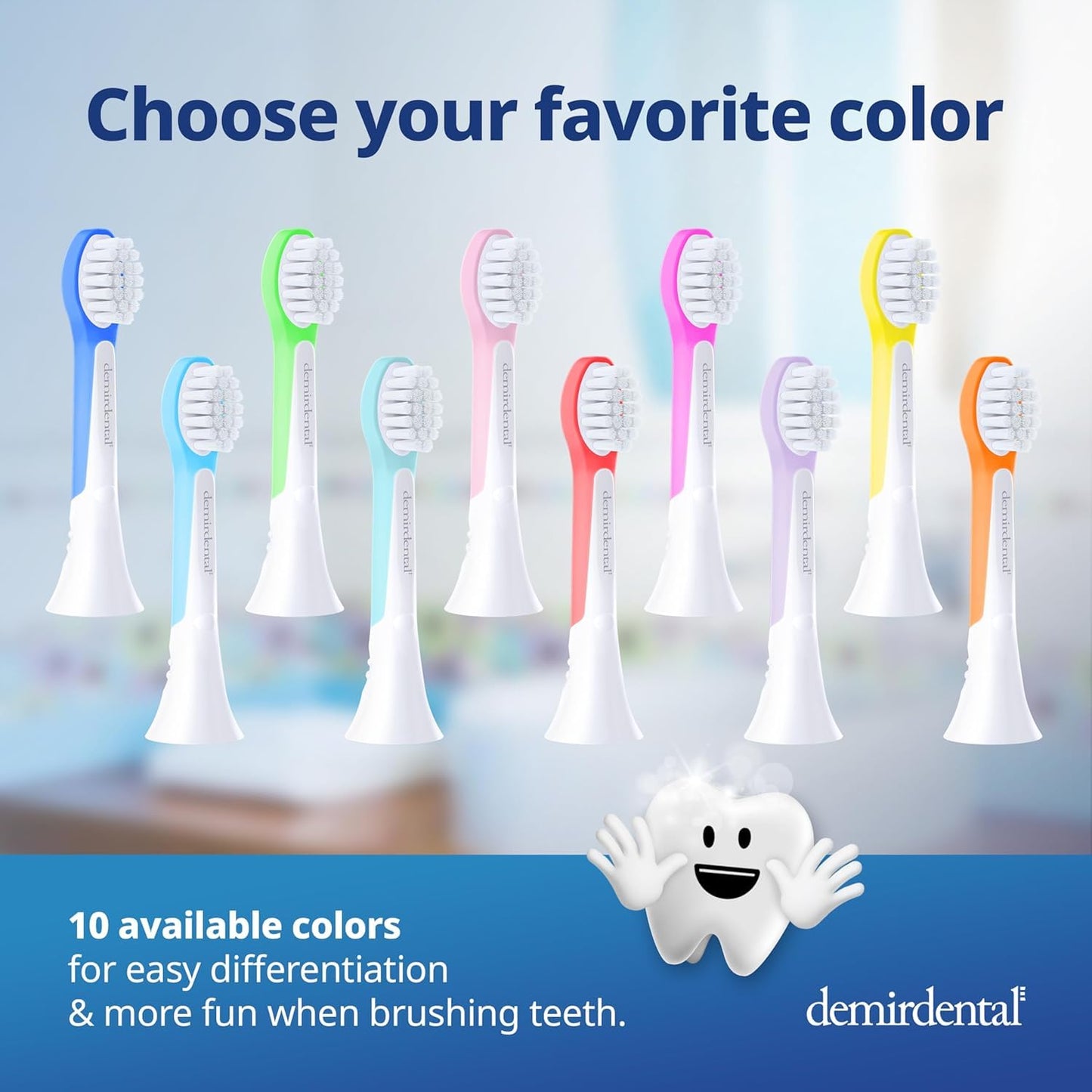 Demirdental Kids Mini Toothbrush Heads for Philips Sonicare Kids – Replacement Heads Mini Sensitive (Ages 3-6) Turquoise