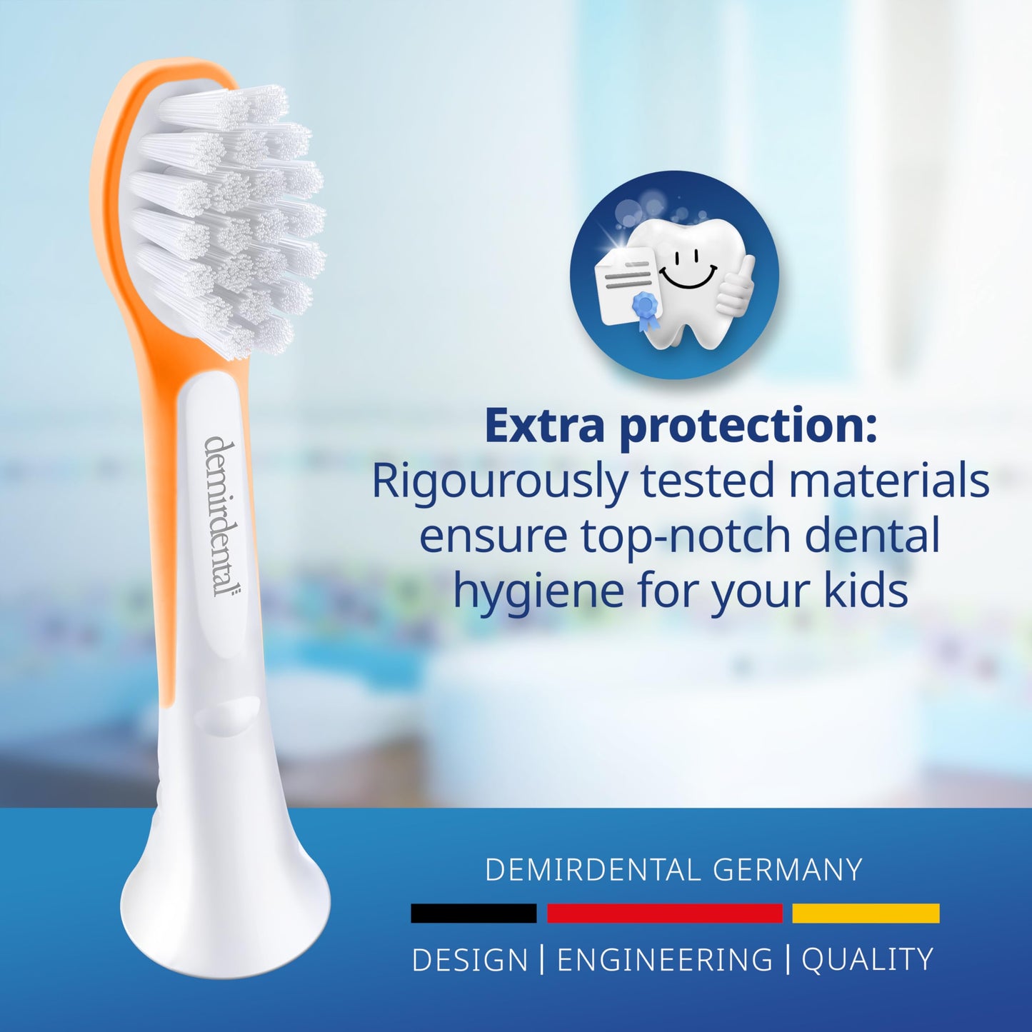 Demirdental Kids Mini Toothbrush Heads – Philips Sonicare Compatible (Ages 3–6) Orange, HX6038-8 Pack