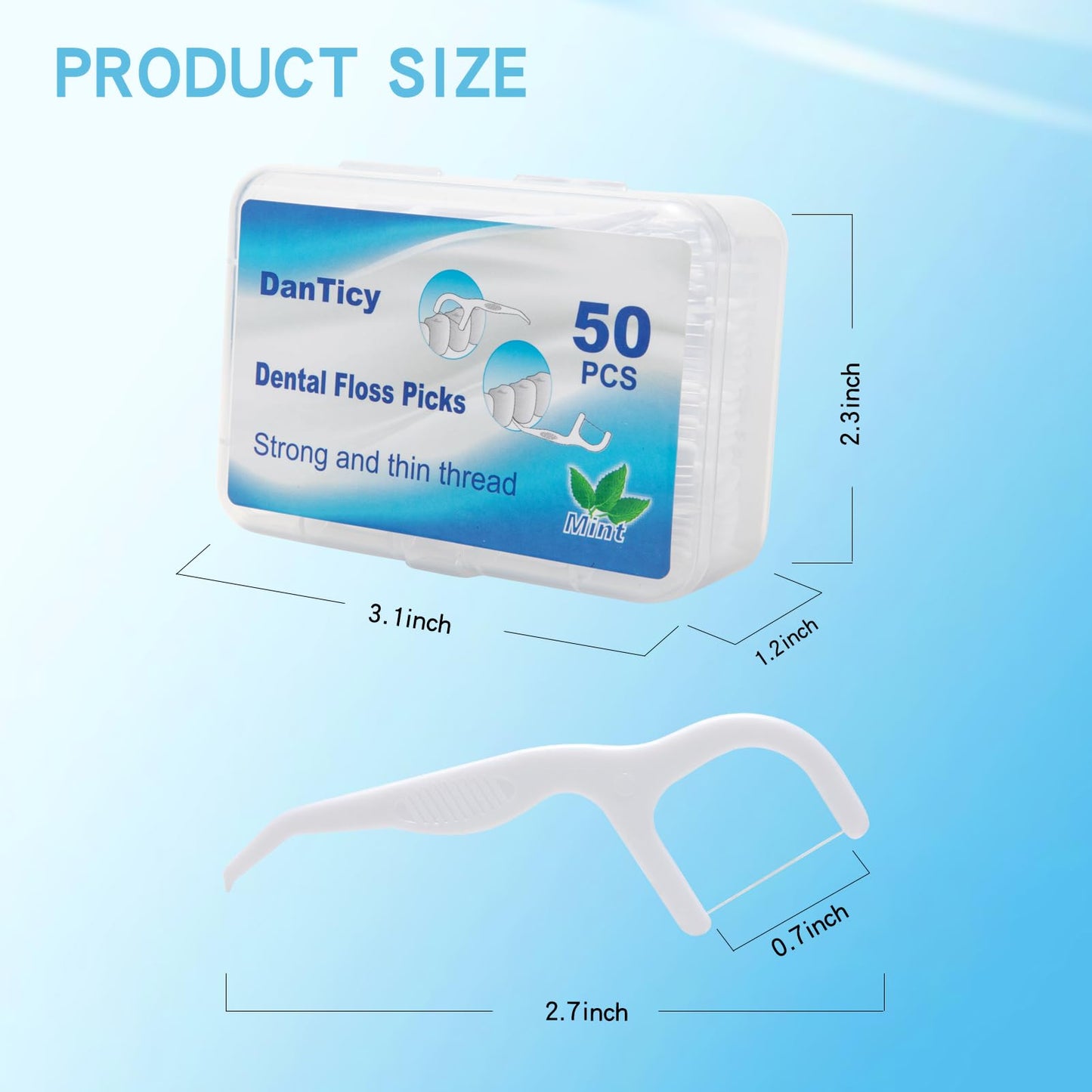 Dental Floss Picks Extra Strong – Professional Clean Flosser for Braces, Mint, 50 Count