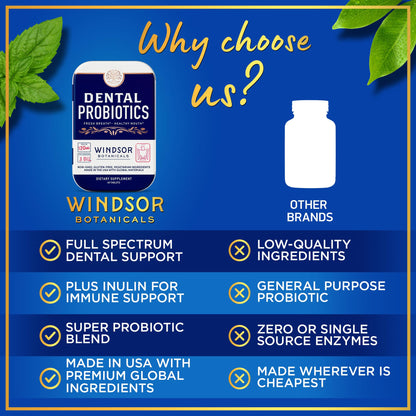 Dental Probiotics for Teeth & Gums – 3B CFU Lactobacillus Tablets (45 Chewables)