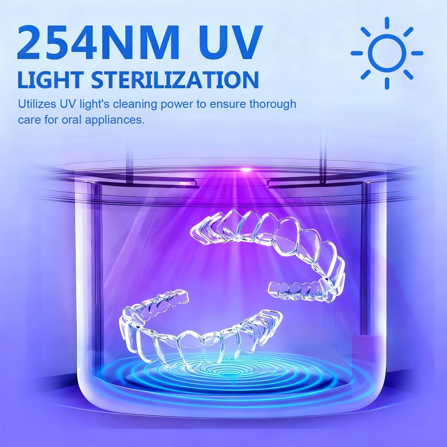 Dental Ultrasonic Retainer Cleaner Machine - 45kHz Sonic Cleaner, 200ml Tank, UV Light