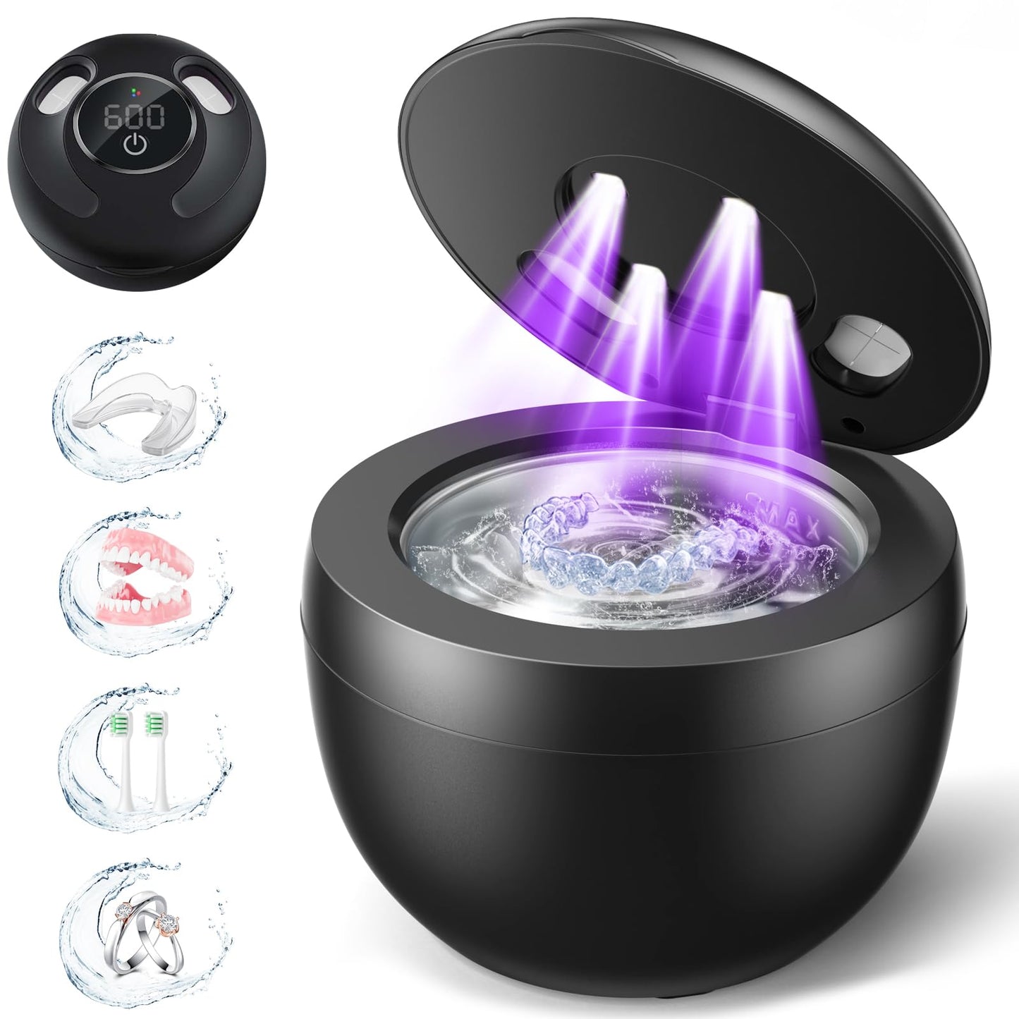 Dental Ultrasonic Retainer Cleaner — 45kHz, 200ml, 4 Modes
