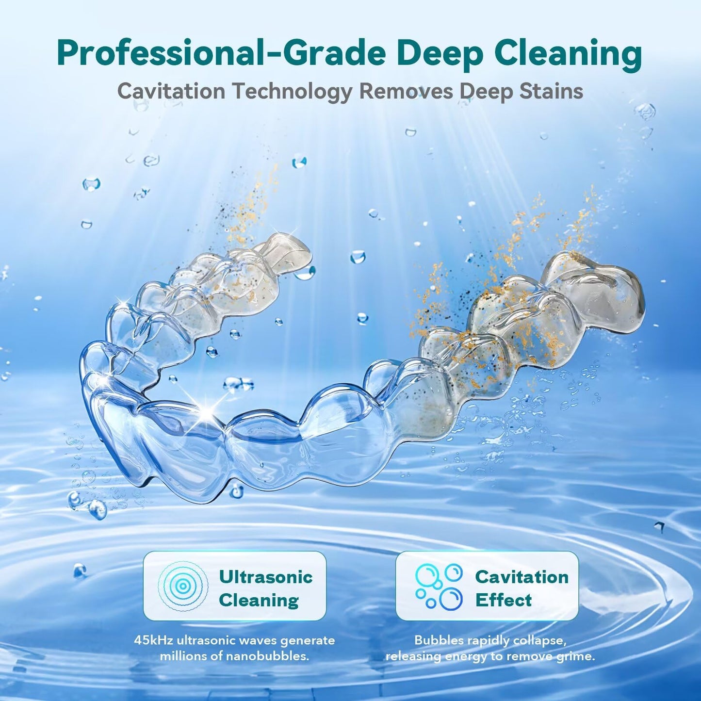 Dental Ultrasonic Retainer Cleaner — 45kHz, 200ml, 4 Modes