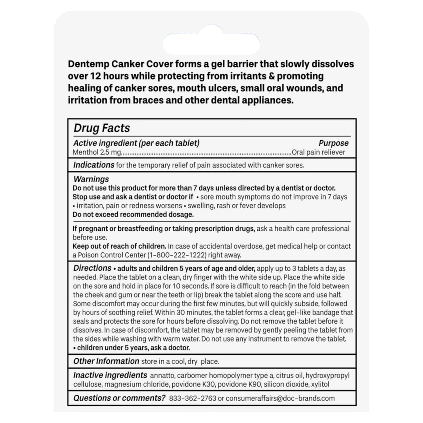 Dentemp Canker Cover – Canker Sore Pain Relief Tablets (24 Count)