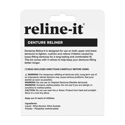 Dentemp Reline-It Denture Reliner Kit – 2 Pack (6 Relines) for Upper & Lower Dentures