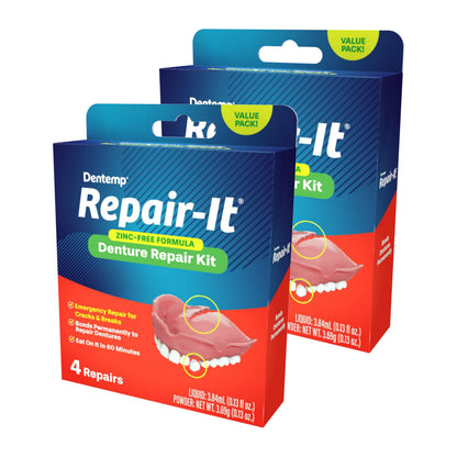 Dentemp Repair Kit - Repair-It Advanced Formula Denture Repair (2 Pack, 8 Count)