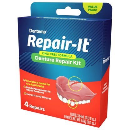 Dentemp Repair-It Advanced Formula Denture Repair Kit - Value Size for Cracks & Loose Teeth