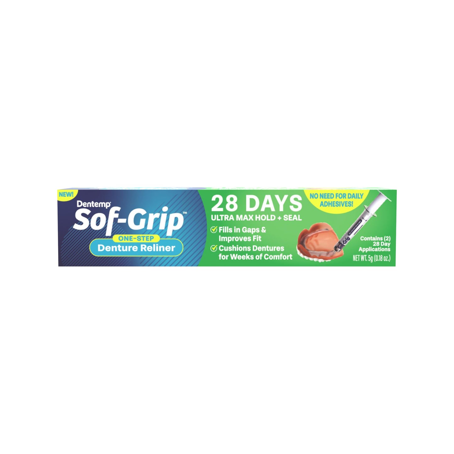 Dentemp Sof-Grip 1-Step Denture Care - 5g (1 Pack) | Instant Comfort