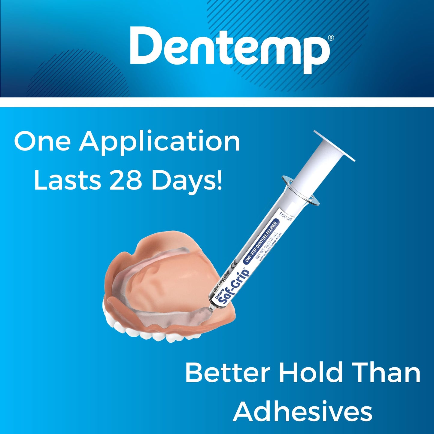 Dentemp Sof-Grip 1-Step Denture Care - 5g (1 Pack) | Instant Comfort