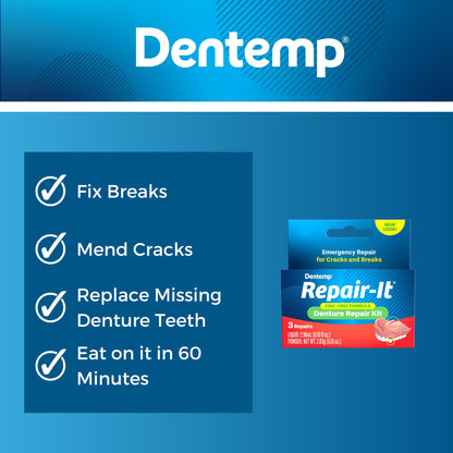 Dentemp Repair Kit – Advanced Formula Denture Repair (Pack of 3)