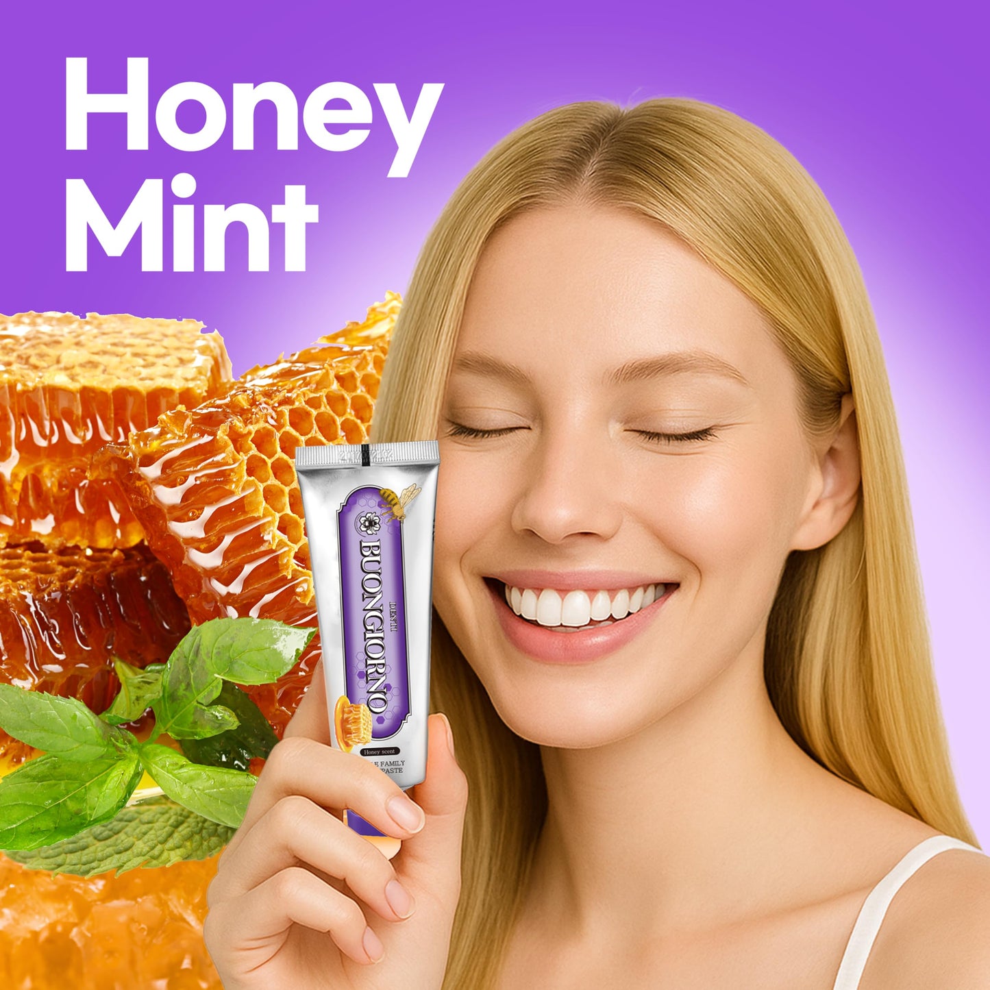 DENTI BUONGIORNO Gum Care Toothpaste – 3 Pack (Honey Mint) | Natural Fluoride, Paraben & SLS Free