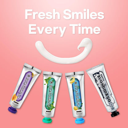 DENTI BUONGIORNO Peach Mint Whitening Toothpaste – Natural Fluoride Korean Formula, Paraben & SLS Free (3.52 fl oz / 100 g)