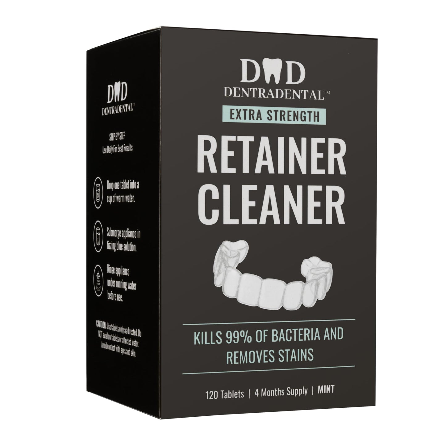 DENTRA DENTAL 120-Count Retainer Cleaner Tablets - Mint for Aligners & Mouth Guards