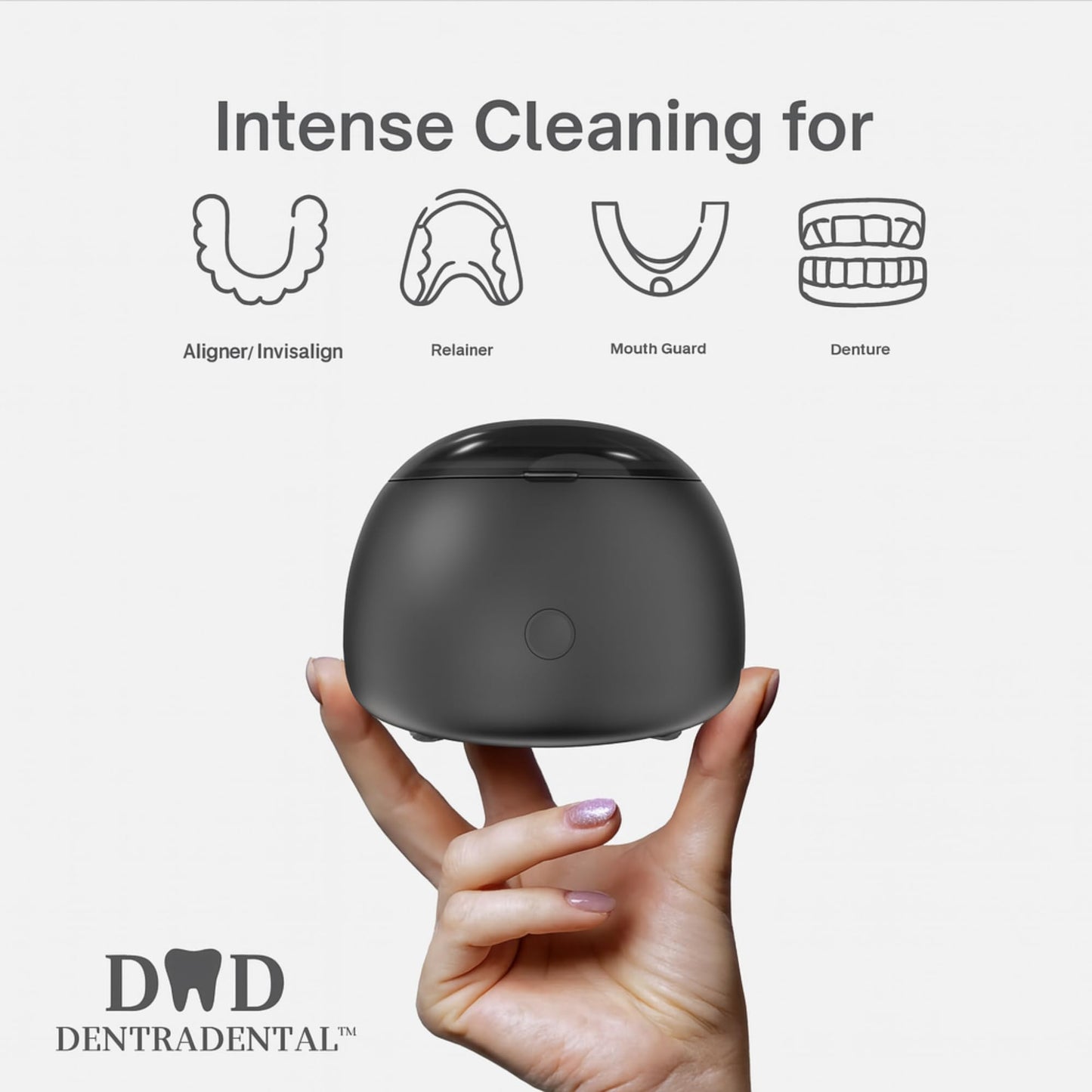 DENTRA 45KHz Ultrasonic Retainer Cleaner - 230ml UV Cleaner, 3 Modes, Black