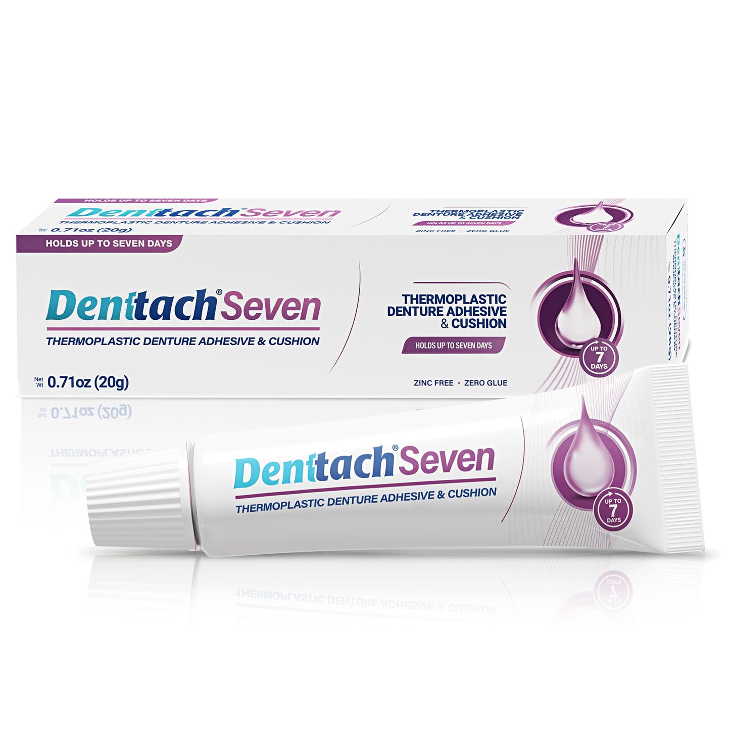 Denttach Seven Denture Adhesive - Thermoplastic Adhesive, Cushion & Reliner (Up to 7 Days) - Zinc Free