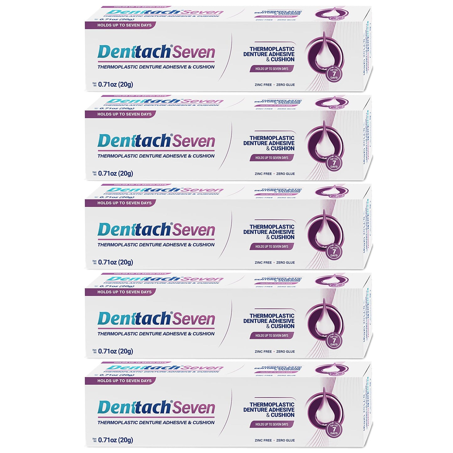 Thermoplastic Denture Adhesive & Cushion Reliner – Zinc-Free, 7-Day Hold (Pack of 5)