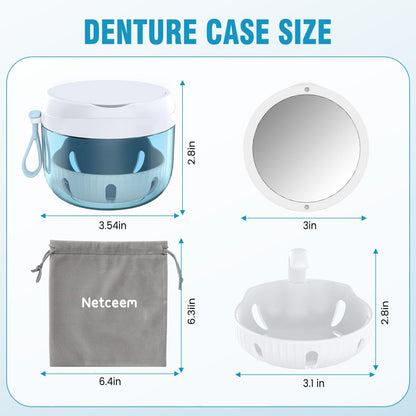 Necteem Denture Bath Box Cup – Leak-Proof Portable Retainer Case for Travel
