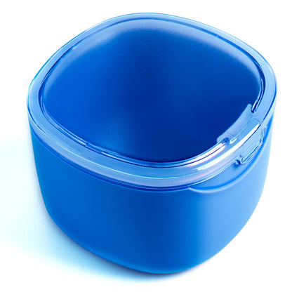 Denture Bath Case - No-Leak Denture Box for Retainers, Mouth Guards & Night Guards (Blue)