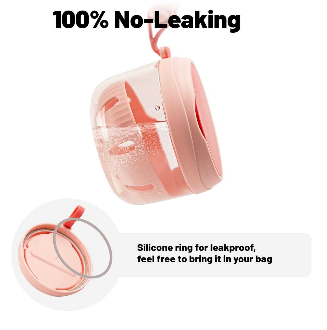 Denture Case - Leak-Proof Travel Bath Cup (Pink) with Mirror, Brush & Aligner Removal Tool