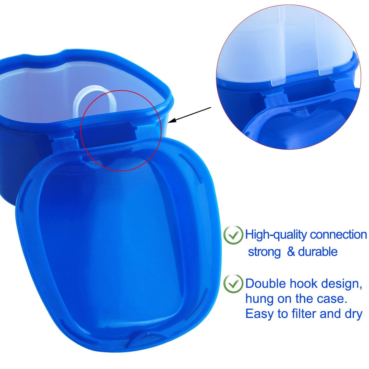 2 Pack Denture Bath Case – Purple & Dark Blue Travel Holder with Brush