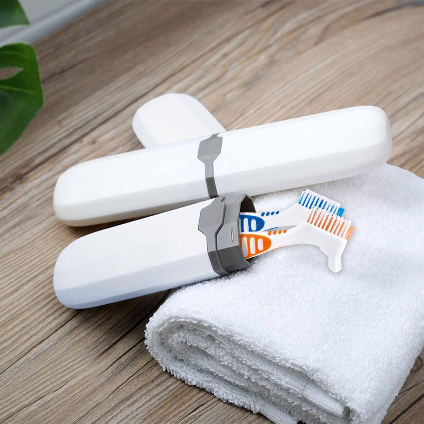 Denture Brush 2 Pcs with White Case – Comfort Grip & Multi-Tier Bristles