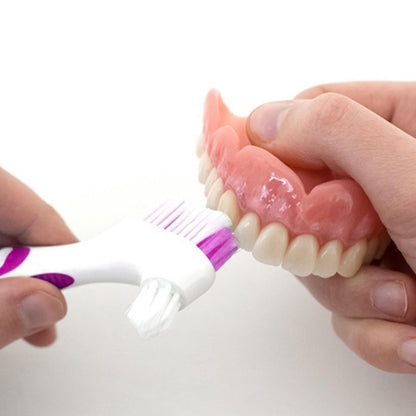 Denture Brush 2-Piece Set with White Carrying Case – Comfort Grip