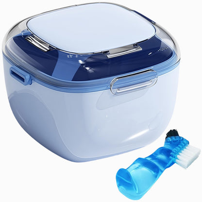Large Capacity Denture Case with Brush & Mirror – Retainer Cleaning Box