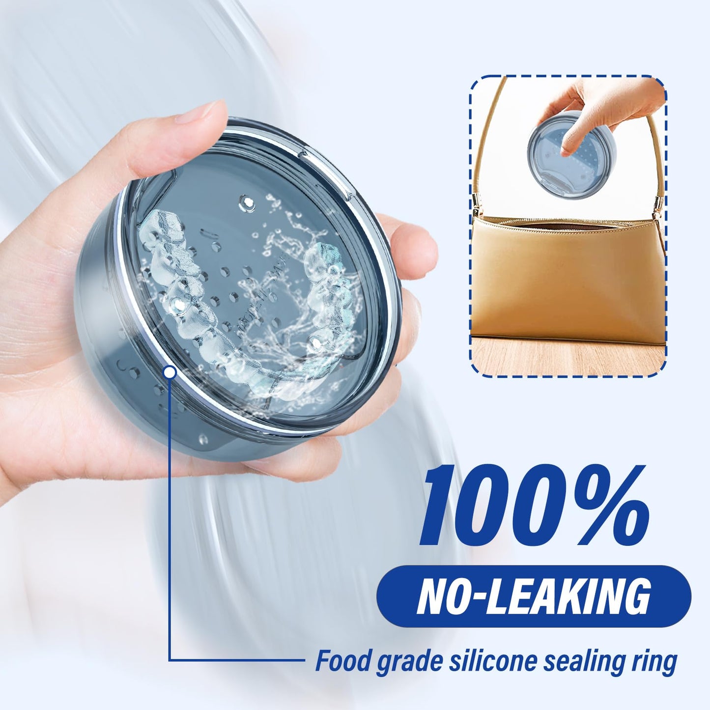 2-in-1 Denture Case & Retainer Cleaning Box | No-Leak Denture Bath Box
