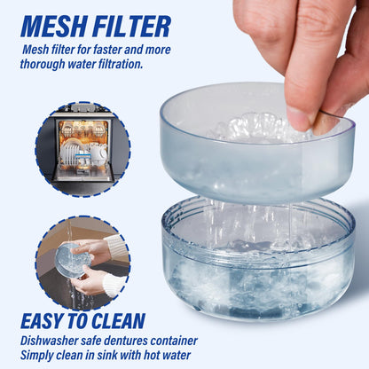 2-in-1 Denture Case & Retainer Cleaning Box | No-Leak Denture Bath Box