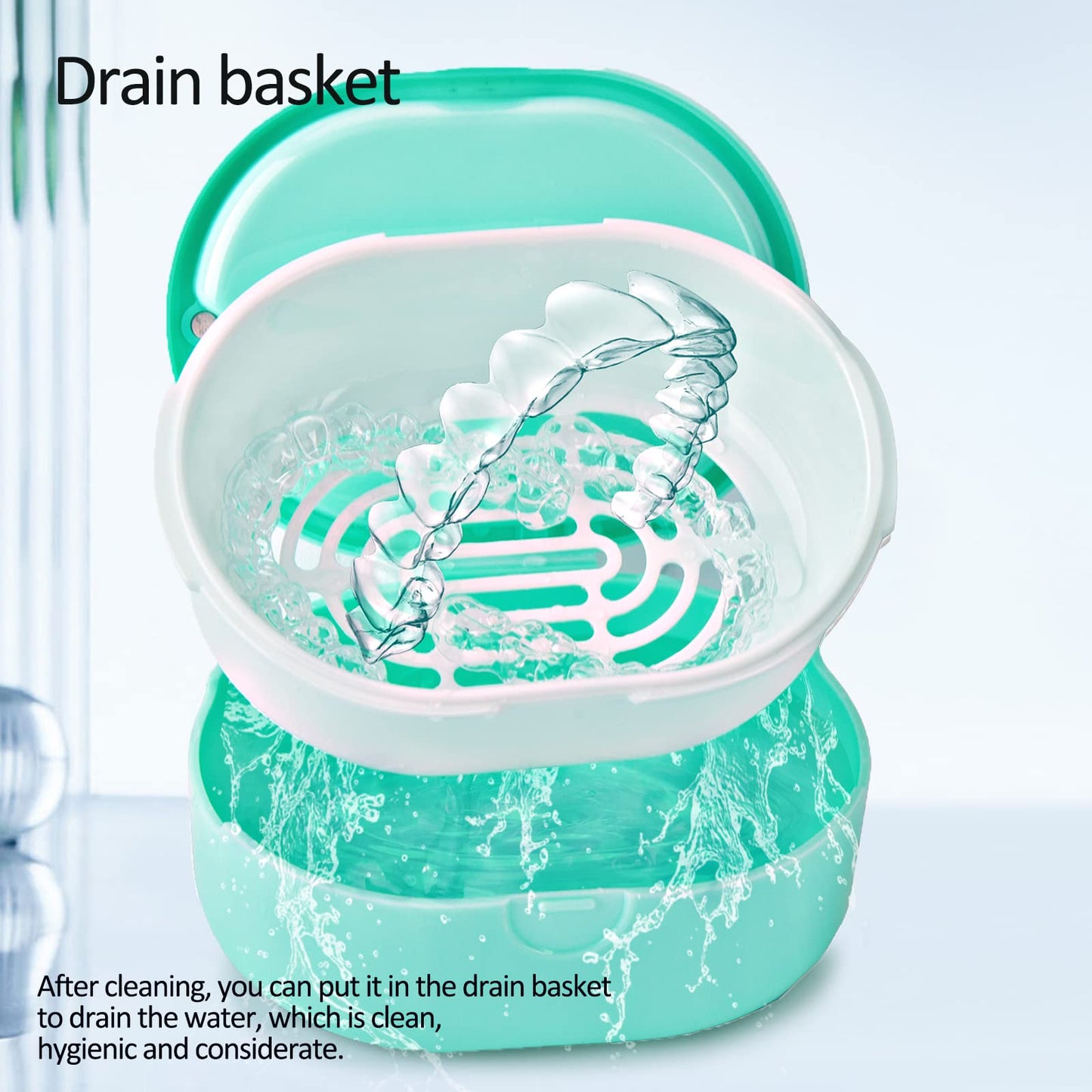 Denture Case Green | Portable Wet & Dry Cup with Lid