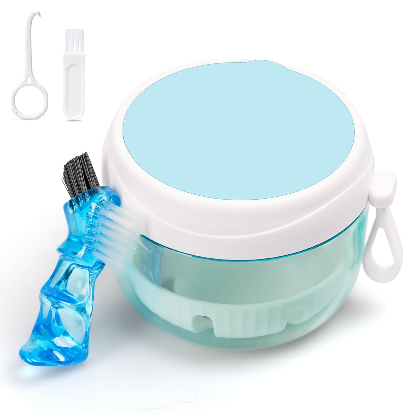 Denture Case – Leak-Proof Travel Denture Bath Cup for Full & Partial Dentures, Retainers, Aligners | Includes Brush & Removal Tool