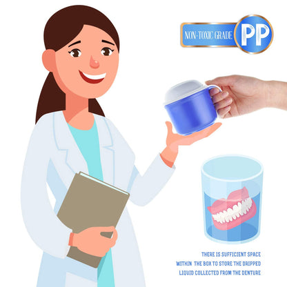 Large Denture Bath Cup with Lid & Filter – 10.6 oz (300 ml) Denture Soaking Box