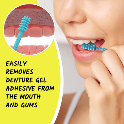 Denture Dart V4 Hard Plastic Denture Brush | Gel Adhesive Remover | Textured Grip