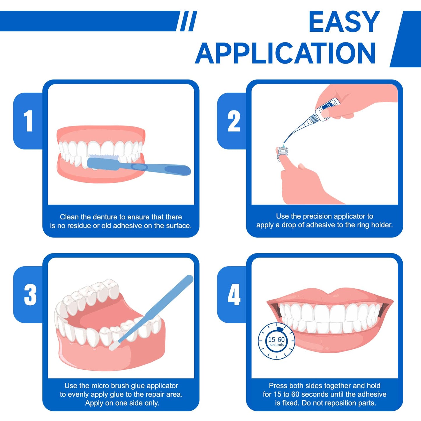 Dental Lab Denture Repair Adhesive Kit 1oz – Pro Instant Bonding Denture Glue for Repairs