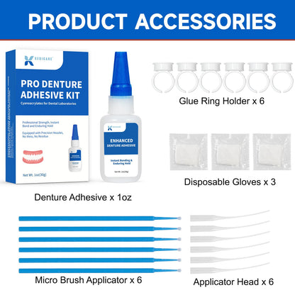 Dental Lab Denture Repair Adhesive Kit 1oz – Pro Instant Bonding Denture Glue for Repairs
