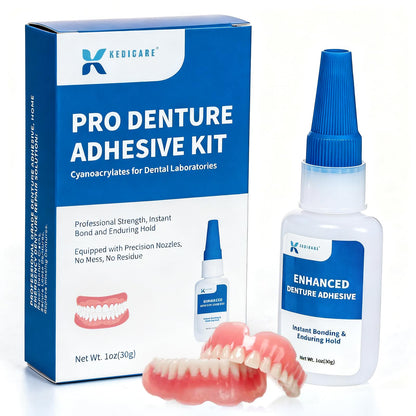 Dental Lab Denture Repair Adhesive Kit 1oz – Pro Instant Bonding Denture Glue for Repairs
