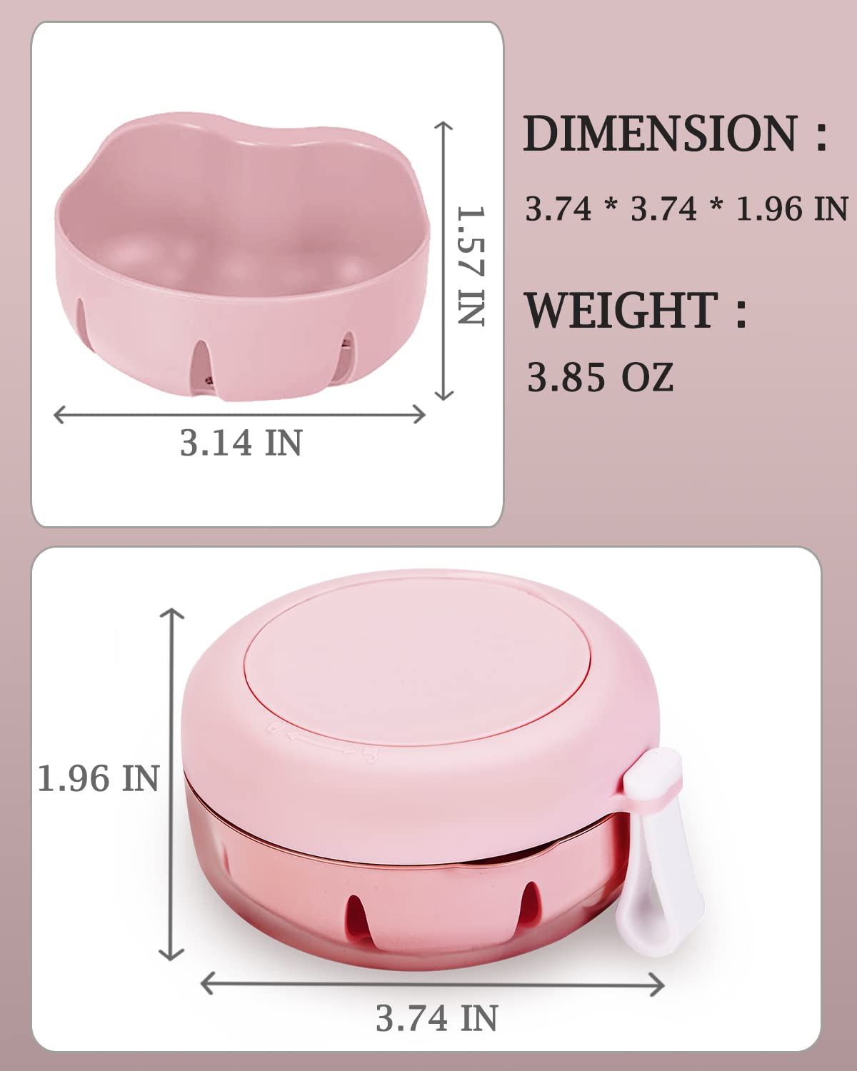 Pink No-Leak Denture Case | Travel-Friendly Denture Bath Box with Strainer & Magnetic Mirror