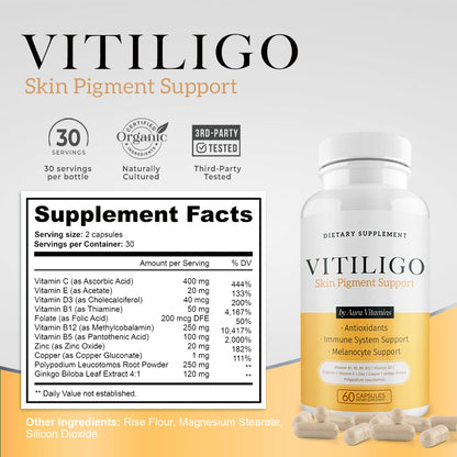 Dermawonder Vitiligo Capsules 60 Count - Support Pigmentation & Reduce White Spots