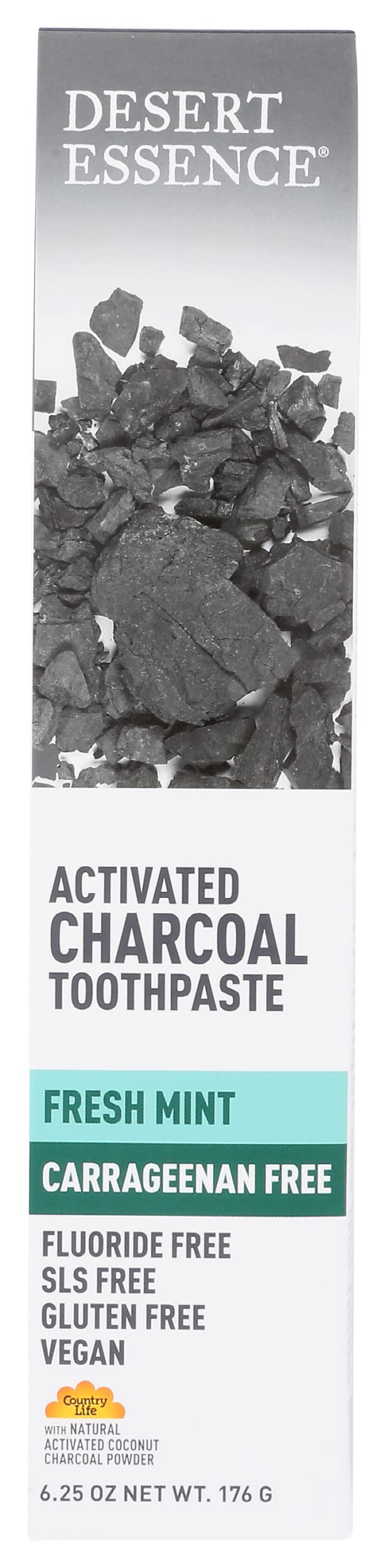 Desert Essence Activated Charcoal Toothpaste - Fresh Mint (6.25 oz) Pack of 3