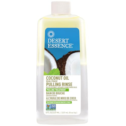Desert Essence Coconut Oil Dual Phase Pulling Rinse – Mint, 8 oz (Alcohol Free)