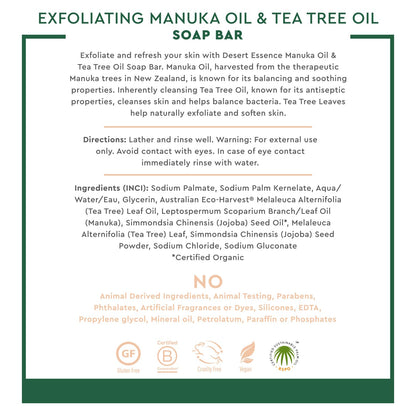 Desert Essence Manuka Tea Tree Oil Soap Bar - Natural Skincare