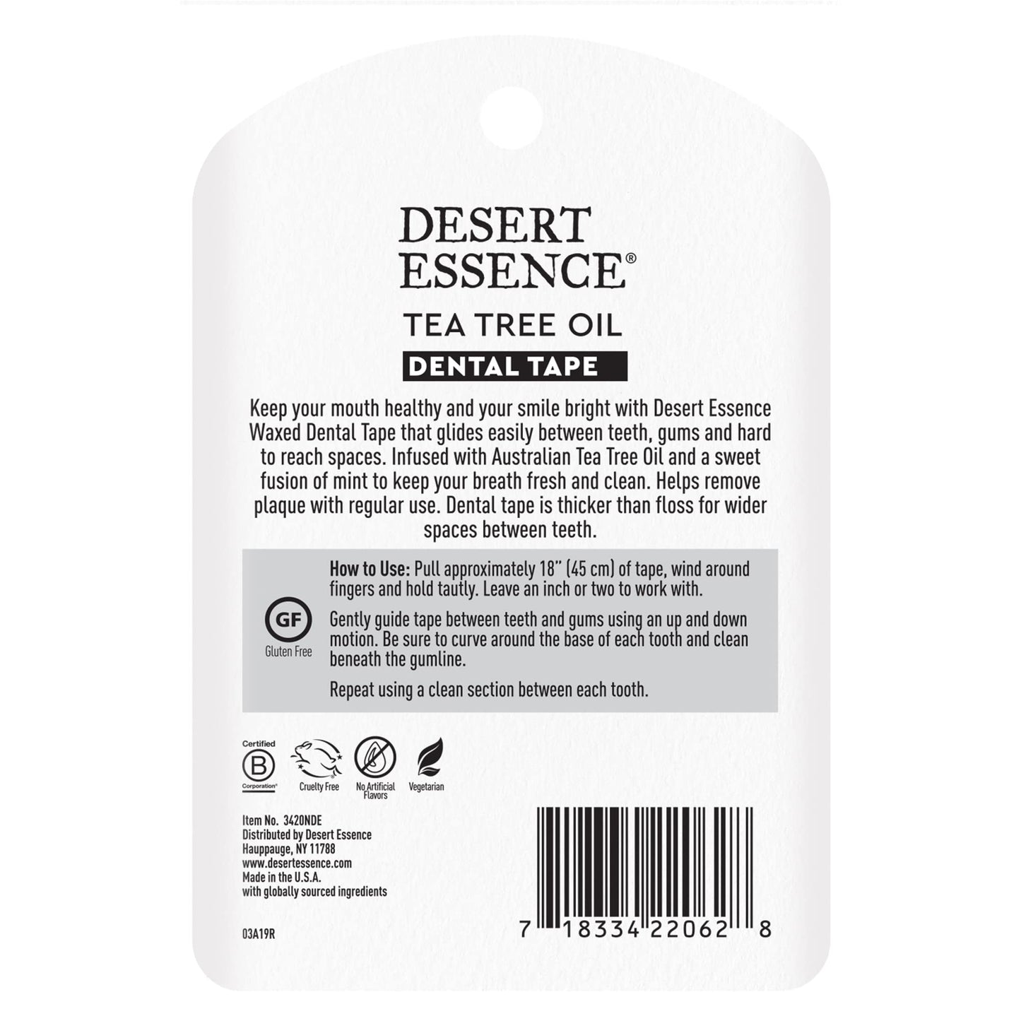 Desert Essence Tea Tree Oil Dental Floss Tape - 30 Yards, Pack of 2