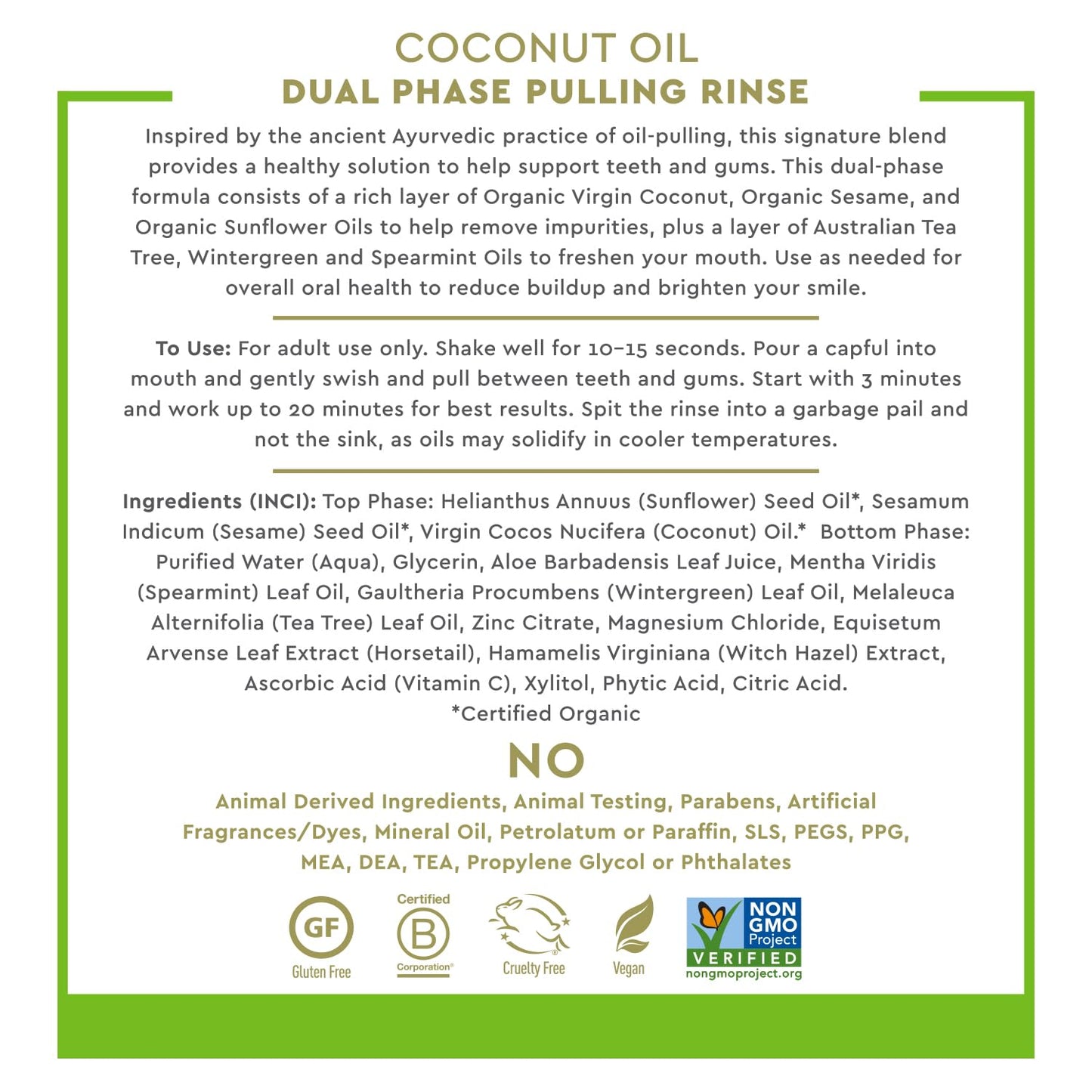 Desert Essence Coconut Oil Dual Phase Pulling Rinse – Mint, 8 oz (Alcohol Free)