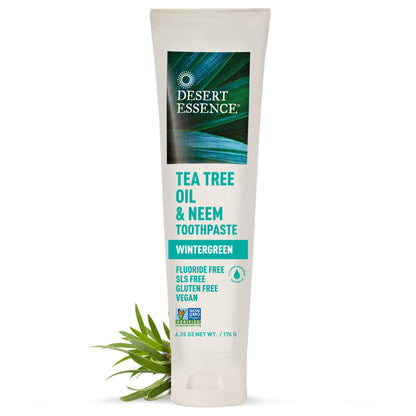 Desert Essence Tea Tree Oil & Neem Toothpaste - 6.25 oz, Pack of 6 - Fluoride & Gluten Free