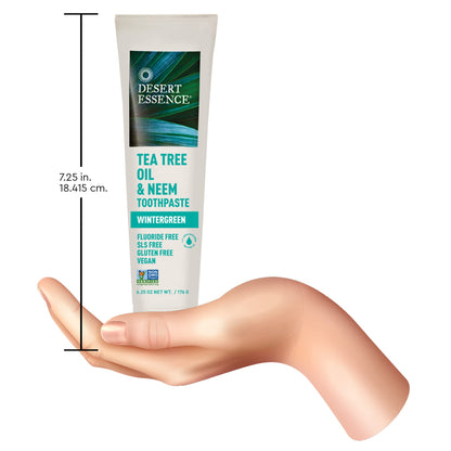 Desert Essence Tea Tree Oil & Neem Toothpaste - 6.25 oz, Pack of 6 - Fluoride & Gluten Free